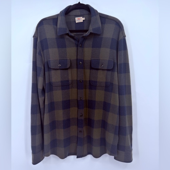 Faherty Brand Buffalo Plaid Button Down Shirt Blue Olive Size Large